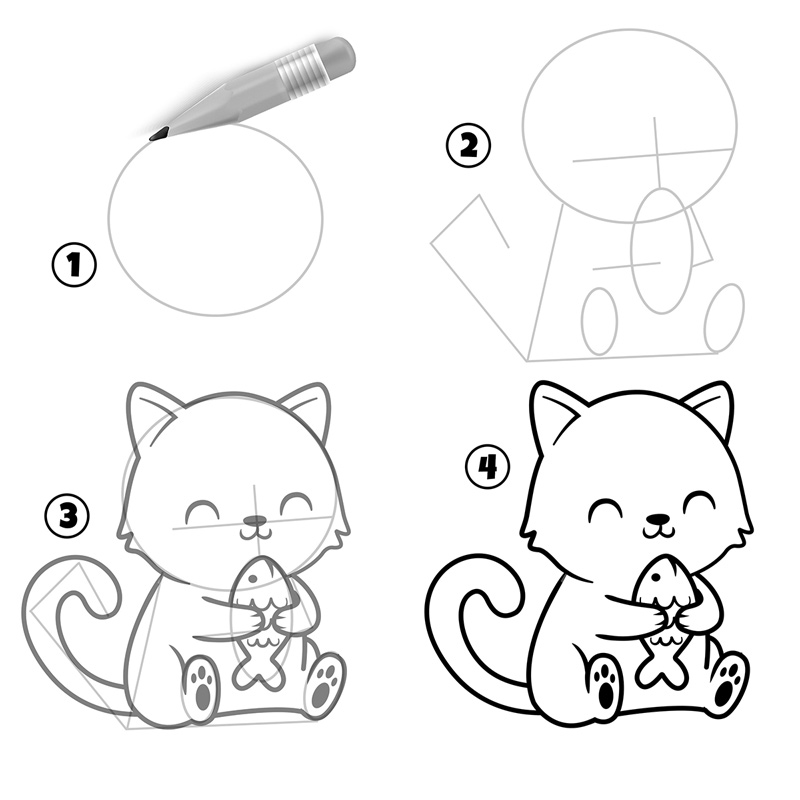 Tuto Comment Dessiner Un Chat Kawaii Gringolivier Com