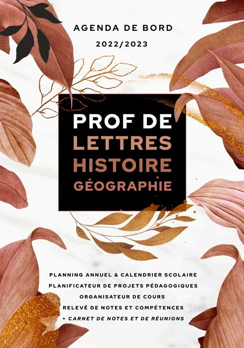 Agenda de bord 2022/2023 prof de lettres et histoire géo